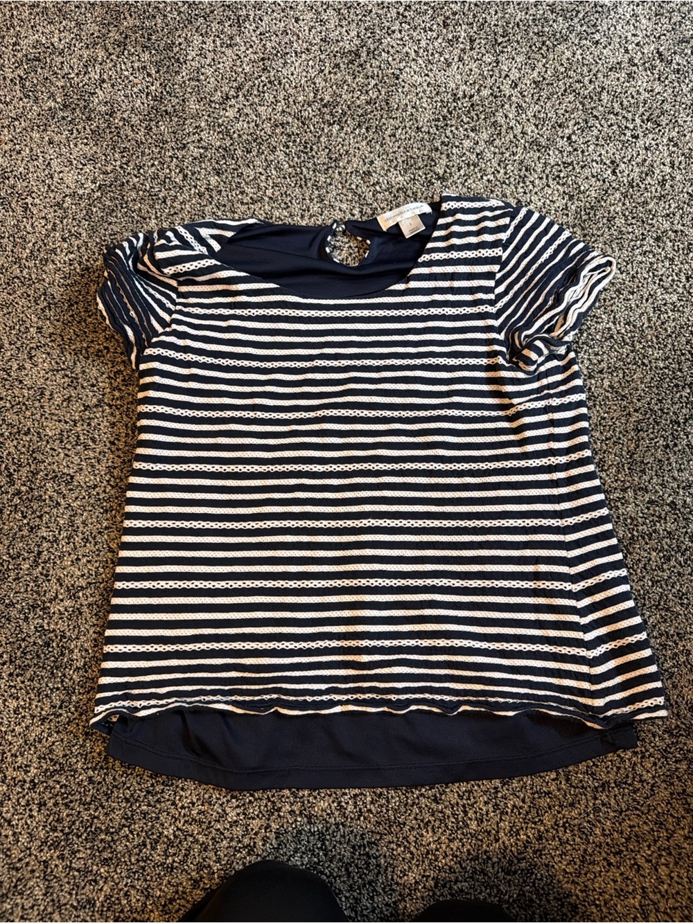 Christopher & Banks Navy and White Striped Short Sleeve Tee